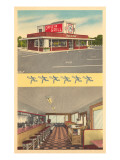 Drive-In Grill, Interior and Exterior, Roadside Retro reproduction procédé giclée