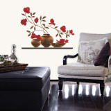 Red Floral Vase Wall Decal
