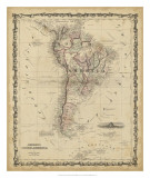 Johnson's Map of South America Kunstdruck