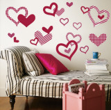 Red Pattern Hearts Kalkomania ścienna Red Pattern Hearts Kalkomania ścienna