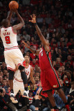 Miami Heat v Chicago Bulls - Game Five, Chicago, IL - MAY 26: Luol Deng and LeBron James Photographic Print by Nathaniel S. Butler