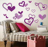 Purple Pattern Hearts Wall Decal