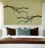 Branch With Multi-Colored Birds Wall Decal