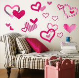 Bright Pink Pattern Hearts wandtattoos