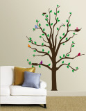 Tree With Multi-Colored Birds wandtattoos