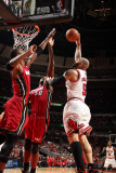 Miami Heat v Chicago Bulls - Game Five, Chicago, IL - MAY 26: Carlos Boozer, Joel Anthony and Chris Photographic Print by Nathaniel S. Butler