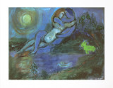 Blue Couple by the Seashore Collectable Print par Marc Chagall