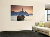 Hong Kong Island Skyline and Tourist Boat Victoria Harbour, Hong Kong, China Wall Mural by Ian Trower
