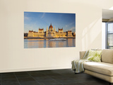 Hungarian Parliament Building and River Danube, Budapest, Hungary Wall Mural by Doug Pearson