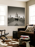 Millennium Bridge and St. Paul's Cathedral, London, England Wall Mural by Jon Arnold