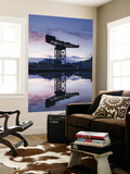 Scotland, Glasgow, Clydebank, the Finneston Crane and Modern Clydebank Skyline Wall Mural by Steve Vidler