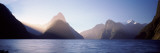 Mountain Range at Water's Edge, Milford Sound, Fiordland National Park, South Island, New Zealand Photographic Print