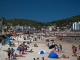 Tourists on the Beach, Playa Piriapolis, Piriapolis, Maldonado, Uruguay Photographic Print