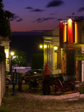 Buildings Lit Up at Dusk, Calle De La Playa, Colonia Del Sacramento, Uruguay Photographic Print