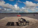 Bench on a Jetty, Colonia Del Sacramento, Uruguay Photographic Print