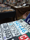 Old License Plates in a Street Market, Plaza Constitucion, Montevideo, Uruguay Photographic Print