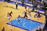 Miami Heat v Dallas Mavericks - Game Three, Dallas, TX -June 5: LeBron James and Ian Mahinmi Photographic Print by David Dow