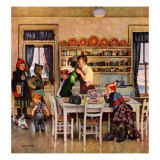 "Getting Ready for School," February 26, 1949 Giclee Print by John Falter