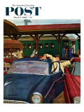 "Cramped Parking," Saturday Evening Post Cover, March 5, 1960 Giclee Print by Richard Sargent