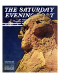 "Repairing Mr. Rushmore," Saturday Evening Post Cover, February 24, 1940 Reproduction procédé giclée par Lincoln Borglum