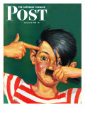 "Boy Mimicking Hitler," Saturday Evening Post Cover, January 23, 1943 reproduction procédé giclée par Mat Kauten