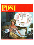 "Bridge Hand Disturbs Sleep," Saturday Evening Post Cover, December 1, 1962 Giclee Print by Constantin Alajalov