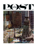 "Monument Circle," Saturday Evening Post Cover, October 28, 1961 Giclee Print by John Falter