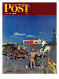 "Photos on Fake Broncos," Saturday Evening Post Cover, July 24, 1948 Giclee Print by John Falter