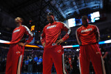 Miami Heat v Dallas Mavericks - Game Four, Dallas, TX -June 7: Dwyane Wade, Chris Bosh and LeBron J Photographic Print by Jesse D. Garrabrant