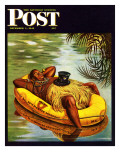"Native in Army Raft," Saturday Evening Post Cover, December 1, 1945 Giclee Print by Stevan Dohanos