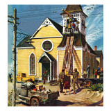 "Church Belfry Repair," April 20, 1946 reproduction procédé giclée par E. Melbourne Brindle