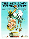 "Stork and Quints," Saturday Evening Post Cover, April 1, 1984 Giclee Print by BB Sams