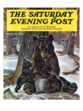 "Bears Eating Maple Syrup," Saturday Evening Post Cover, March 28, 1942 Giclee Print by Paul Bransom