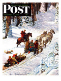 "Winter Sleigh Ride," Saturday Evening Post Cover, December 17, 1949 Reproduction procédé giclée par John Clymer
