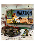 "Billboard Painters in Winter," February 14, 1948 Giclee Print by Stevan Dohanos