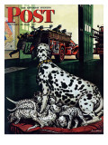 "Dalmatian and Pups," Saturday Evening Post Cover, January 13, 1945 Giclee Print by Stevan Dohanos