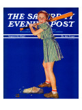 "Girl at Bat," Saturday Evening Post Cover, August 10, 1940 Reproduction procédé giclée par Douglas Crockwell
