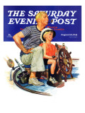 "Father Teaching Son to Sail," Saturday Evening Post Cover, August 30, 1941 Giclée-Druck von Charles Dye