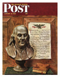 "Benjamin Franklin - bust and quote," Saturday Evening Post Cover, January 19, 1946 Giclee Print by John Atherton