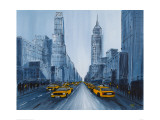 Yellow Cabs, New York Giclee Print by Geoff King