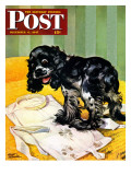 "Muddy Paw Prints," Saturday Evening Post Cover, December 6, 1947 Giclee Print by Albert Staehle