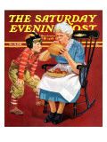 "Grandma and Football," Saturday Evening Post Cover, October 26, 1940 Giclee Print by Russell Sambrook
