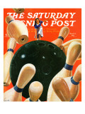 "Bowling Strike," Saturday Evening Post Cover, March 15, 1941 Giclee Print by Lonie Bee