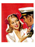 "Naval Officer & Woman," August 8, 1942 Giclee Print by Jon Whitcomb