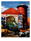 "Barnside Circus Poster," August 4, 1945 Giclee Print by Stevan Dohanos