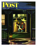 "Bottle Feeding a Lamb," Saturday Evening Post Cover, March 3, 1945 Giclee Print by Stevan Dohanos