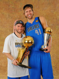 Dallas Mavericks v Miami Heat - Game Six, Miami, FL - June 12: Jose Juan Berea and Dirk Nowitzki Photographic Print by Jesse D. Garrabrant