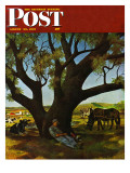 "Sleeping Farmer," Saturday Evening Post Cover, August 23, 1947 Giclee Print by John Atherton