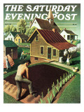 "Re print of "Spring 1942"," Saturday Evening Post Cover, April 18, 1942 Giclée-Druck von Grant Wood
