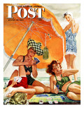 "Card Game at the Beach," Saturday Evening Post Cover, August 28, 1943 Giclée-Druck von Alex Ross